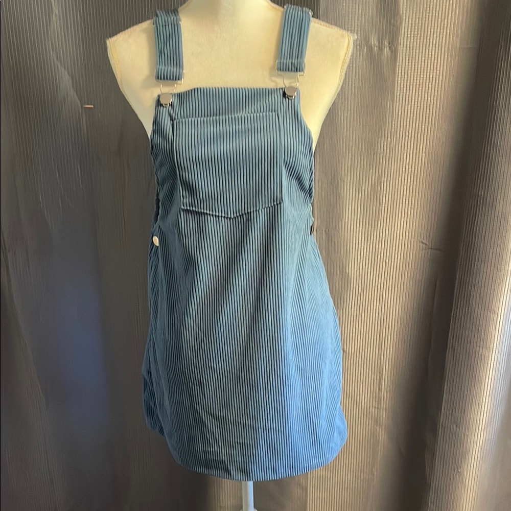 Blue Striped Pinafore Dress